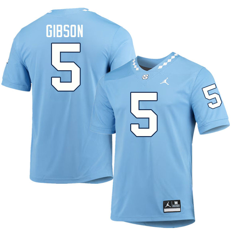 #5 Gavin Gibson North Carolina Tar Heels College Football Jersey Stitched-Carolina Blue